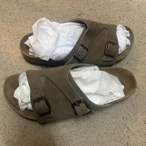 Birkenstock Zürich Suede Leather Sandals - Taupe - Picture 3 of 10